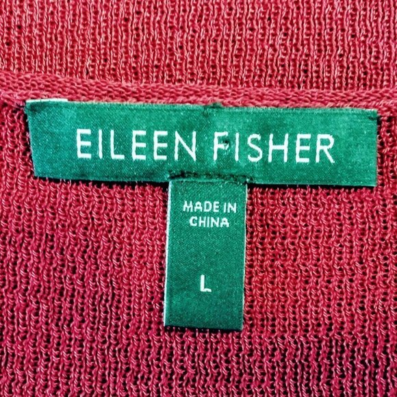 Eileen Fisher Red Scoop Neck Sleeveless Knit Top - Picture 4 of 6